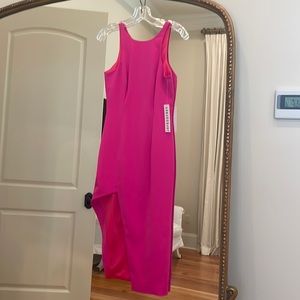 Jay Godfrey dress. Hot pink v- back with side slit. Size 0. Brand new with tags.